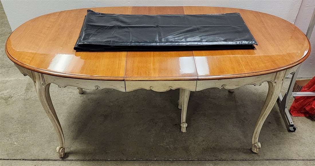 Ptd. Base Cherry Top Dining Table 62" L X 42" W w/3 Leaves (1 of 5)