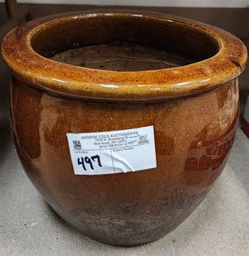 Glazed Pottery Planter 9" H X 10" Diam.