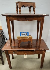 19th C Pine 1 Drawer Stand 24" H X 36" W X 18 1/2" D, 1 Drawer Mahod Stand 24 1/2" H X 31" W X 18" D