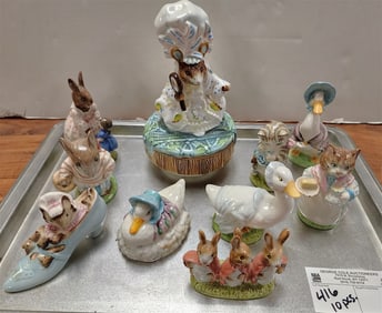 Tray 10 Beatrix Potter Beswick Figurines + Schmid Music Box
