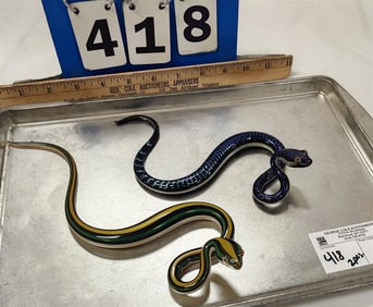 2 Hand Blown Glass Snakes Sgnd Bisson