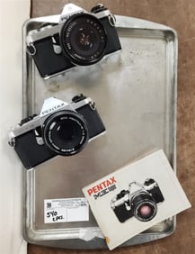 Tray 2 Pentax ME Cameras w/Manual, 1- Super