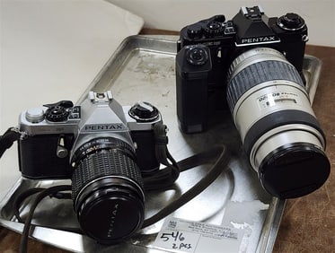 Tray 2 Cameras - Pentax ME Super, Pentax ME Super w/Electric Power Winder