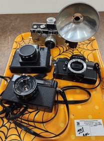 Tray 4 Cameras - Argus C3, Petri SLR 35, Holga 120 SF, Yashica MG-1
