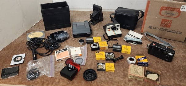 Bx 4 Cameras - Kodak #2A Folding Automatic Folding Camera, Poaroid One Step, Polaroid Spectra 2,