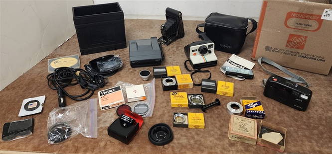 Bx 4 Cameras - Kodak #2A Folding Automatic Folding Camera, Poaroid One Step, Polaroid Spectra 2,: Bx 4 Cameras - Kodak #2A Folding Automatic Folding Camera, Poaroid One Step, Polaroid Spectra 2, Pentax Zoom 60X + JVC Camcorder