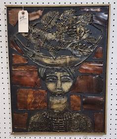 Metal Plates on Wood Sgnd R. Brent Malone 24" X 18 1/2"
