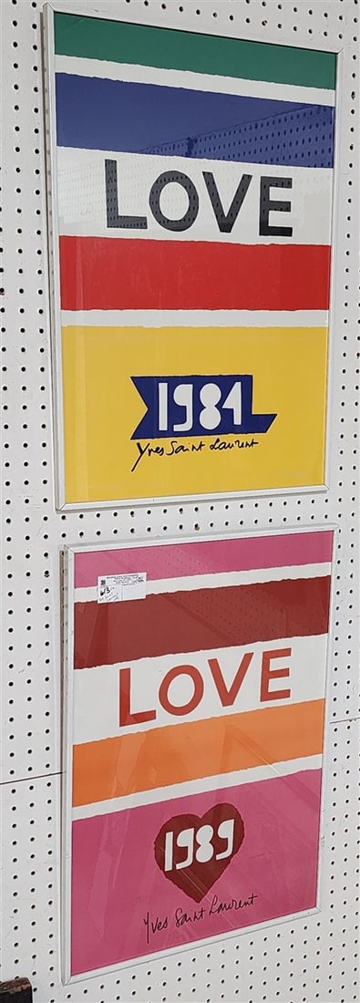 Lot 2 Yves Saint Laurent Love Posters 1984 + 1989 25" X 16 1/2": Lot 2 Yves Saint Laurent Love Posters 1984 + 1989 25" X 16 1/2"