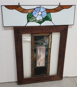 2 Leaded Glass Panels 20" X 14 1/2" + 7" X 25"