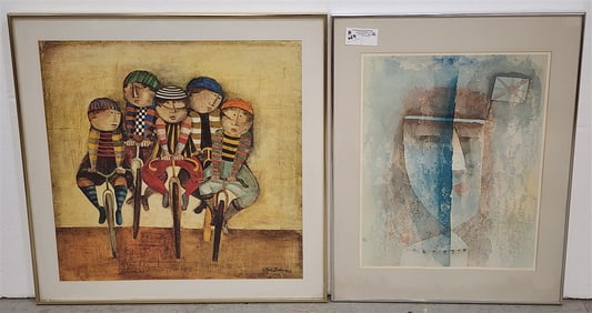 Lot 2 Lithos - 1 Sgnd Voulanger 23" Sq. w/Frame 28" Sq. + 21" X 17" w/Frame 28" X 22"