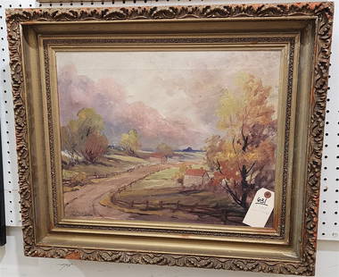 O/C Landscape Sgnd John F. Carlson 17" X 21" w/Frame 22" X 26": O/C Landscape Sgnd John F. Carlson 17" X 21" w/Frame 22" X 26"