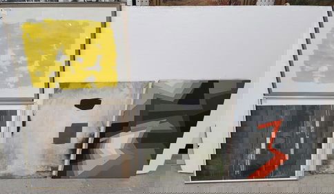 Lot 4 Artworks Sgnd Hansagger - O/C Abstract 30" X 24", Acrylic On Paper 22" X 28" w/Frame 25" X