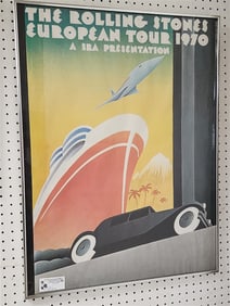 1970 The Rolling Stones European Tour Poster 31 1/2" X 22 1/2" w/Frame 32 1/2" X 24 1/2"