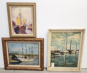3 O/C Nautical - 1 Sgnd Barbara Brown 24" X 18" w/Frame 28" X 22", 1 Sgnd W. Rich 16" X 12" w/Frame