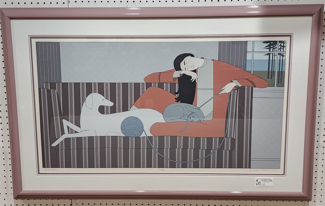 Framed Seriograph "Interlude" Pencil Sgnd Will Barnet 1982  2045/250  21 1/2" X 39" w/Frame 30 1/2" (1 of 3)