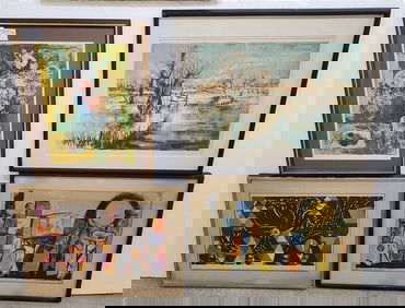 Lot 4 Lithos - Abstract Pencil Sgnd Louis Favre 14 1/2" X 21", Sgnd Mogans Balle 17" X 23", Pencil