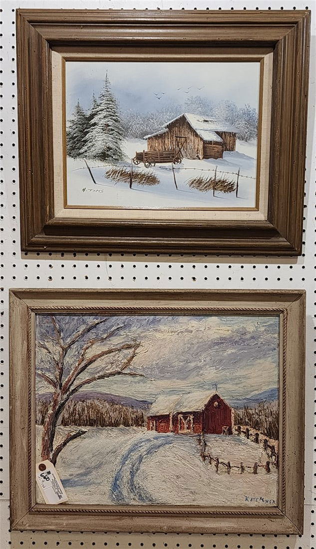 Lot 2 O/C Winter Lanscapes - 1 Sgnd Kate Yer 16" X 20" w/Frame 19 1/2" X 24" + 1 Sgnd H. Toms 12" X: Lot 2 O/C Winter Lanscapes - 1 Sgnd Kate Yer 16" X 20" w/Frame 19 1/2" X 24" + 1 Sgnd H. Toms 12" X 16" w/Frame 19" X 23"
