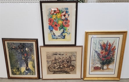 Lot 3 Lithos - Pencil Sgnd 24 1/2" X 19", Pencil Sgnd 16" X 28", Floral Still Life Sgnd Gabriel