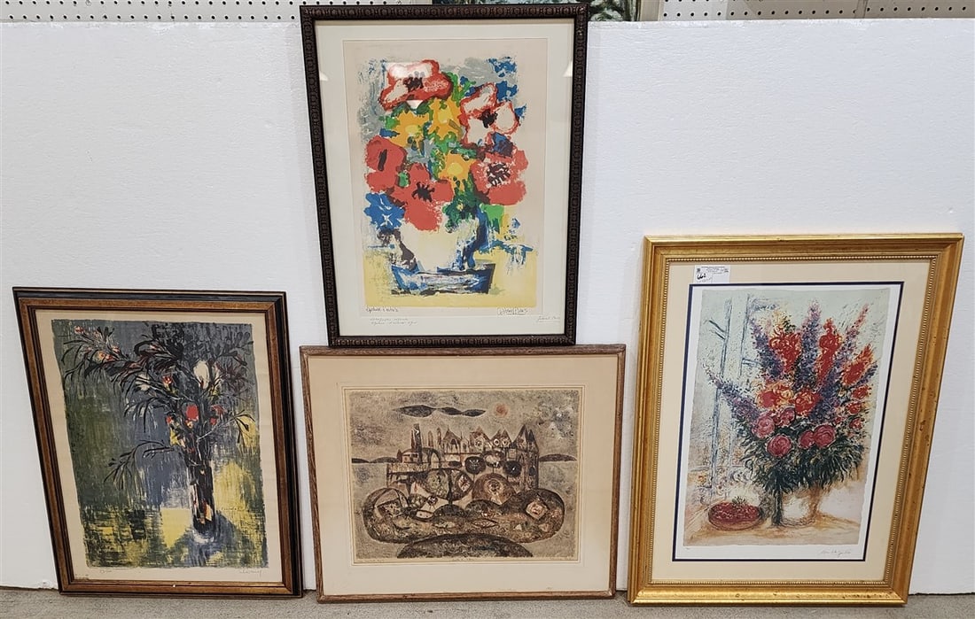 Lot 3 Lithos -  Pencil Sgnd 24 1/2" X 19", Pencil Sgnd 16" X 28", Floral Still Life Sgnd Gabriel (1 of 14)