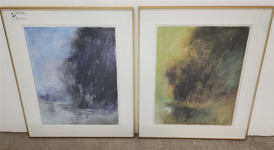 Pr. Pastel Abstract Landscapes Sgnd Thomas George 1989  24" X 18 1/2" w/Frame 31" x 25" (1 of 10)