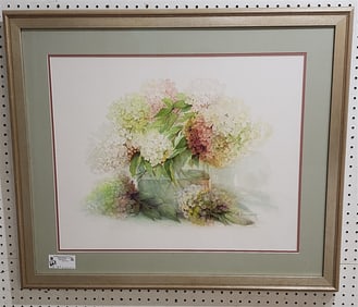 W/C Floral Still Life Sgnd M. Occhigrocso 20" X 25" w/Frame 28 1/2" X 34"