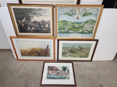 Lot 5 Framed Items - Litho Pencil Sgnd Peter Corbin 17 1/2" X 28", Print Stump Speaking 21" X 27",