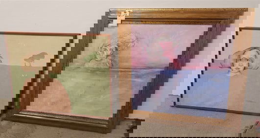 2 O/C Sgnd Churchill 24" Sq. w/Frame 31" Sq. + 22 1/2" X 30" w/Frame 24" X 31"