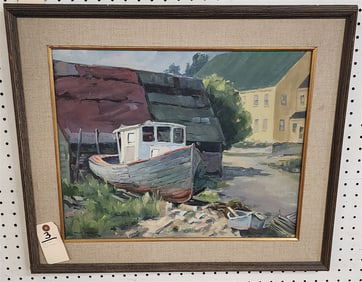 O/B Pigeon Cove Derelict Sgnd Paul M. Mader 16" X 20" w/Frame 22" x 26"