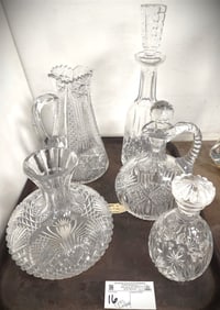Tray Cut Glass - Waterford Decanter, Ewer, Small Decanter, Brilliant Pitcher & Caraffe