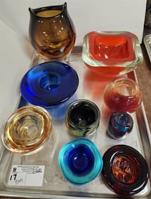 Tray Of Art Glass - Vases & Bowls Incl. Murano Vase