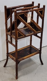 Vintage Chinese Bamboo & Lacquer Magazine Stand  32" H 16" W X 9" D
