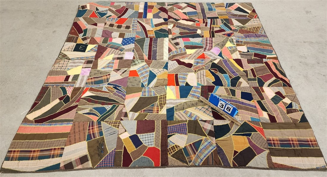Crazy Quilt Dated 1891  5'9" Sq. (1 of 4)