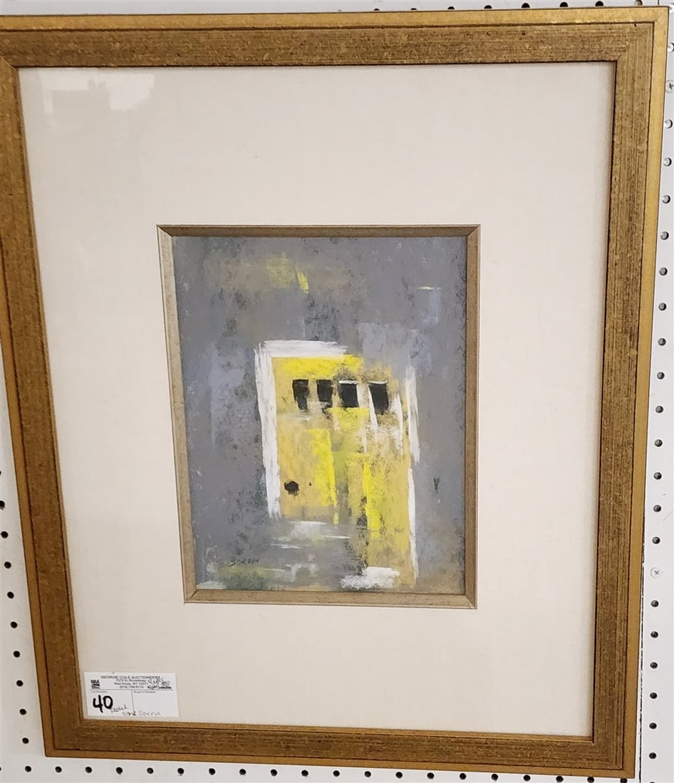 Pastel "Early Spring" Yellow Door Sgnd Sorrin 10 1/2" X 8" w/Frame 22 1/4" X 18 1/4": Pastel "Early Spring" Yellow Door Sgnd Sorrin 10 1/2" X 8" w/Frame 22 1/4" X 18 1/4"