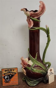 Art Nouveau Austrian Ceramic Pitcher 19"