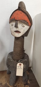 African Tribal Statue Resembling A Kifweve Mask Or Songye/Luba Figure Congo
