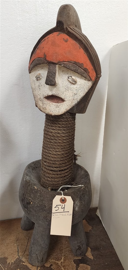 African Tribal Statue Resembling A Kifweve Mask Or Songye/Luba Figure Congo (1 of 1)