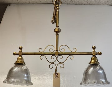 Brass 2-Light Chandelier 24" H X 28" W
