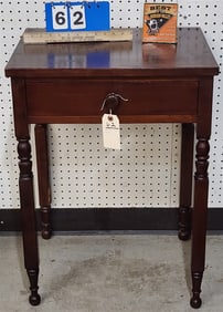 19th C NYS Leg Cherry 1 Drawer Stand 29" H X 21" W X 17 1/2"