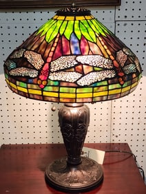 Leaded Shade Dragonfly Table Lamp 23" H X 16" Diam.