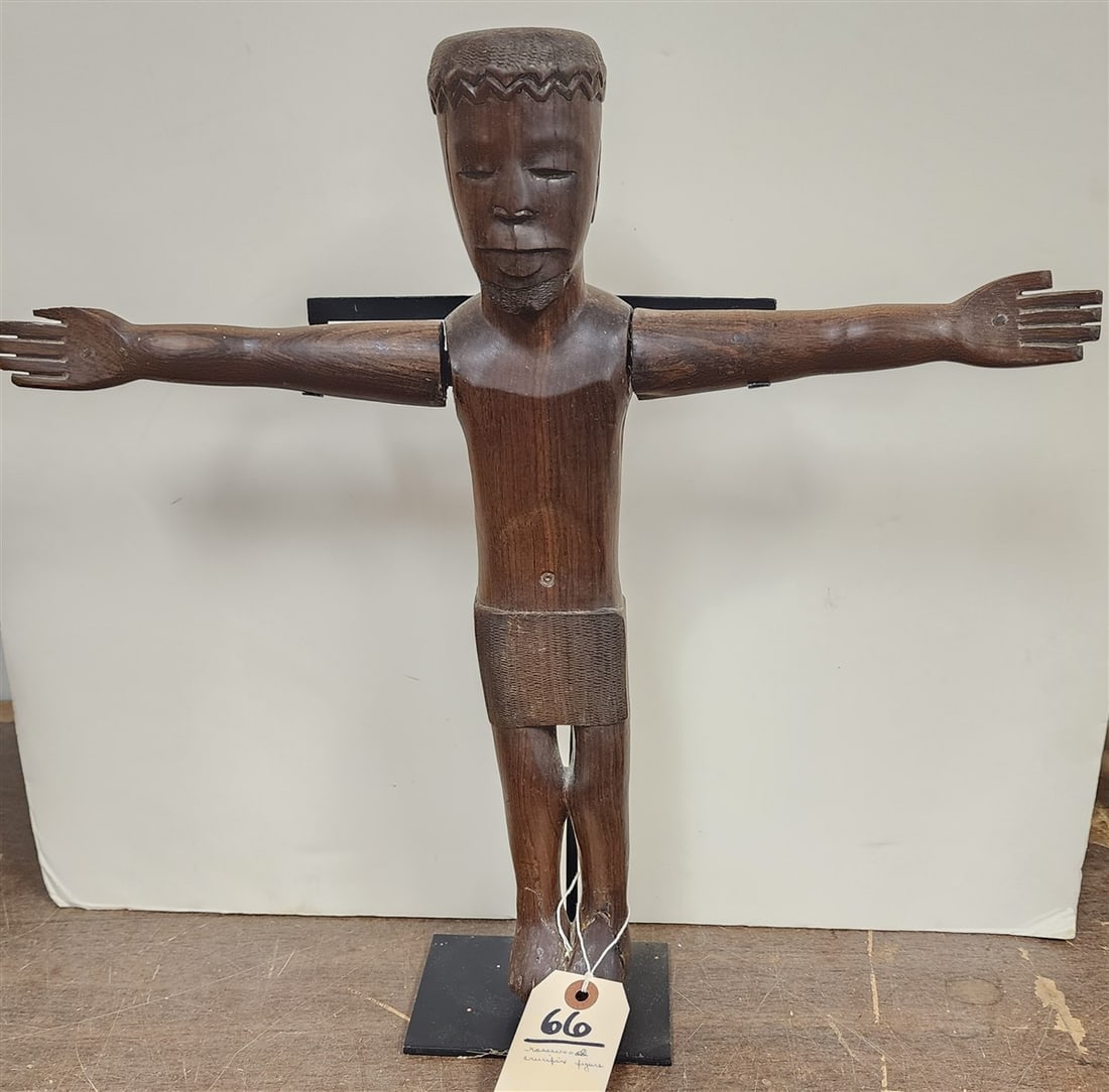 African Rosewood Crucifix Figure 16" H X 17" W: African Rosewood Crucifix Figure 16" H X 17" W