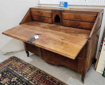 18th C French Walnut Slant Front Desk 40 1/2" H X 53" W X 25" D