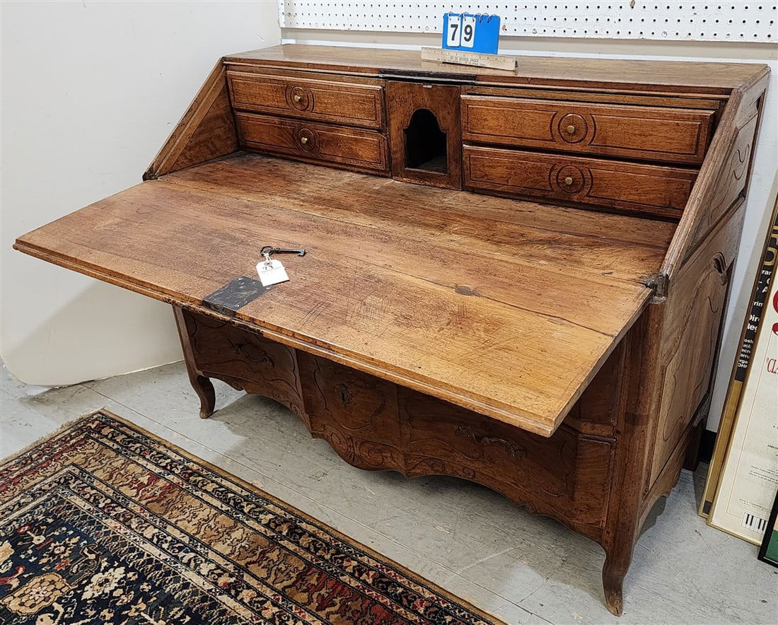 18th C French Walnut Slant Front Desk 40 1/2" H X 53" W X 25" D (1 of 3)