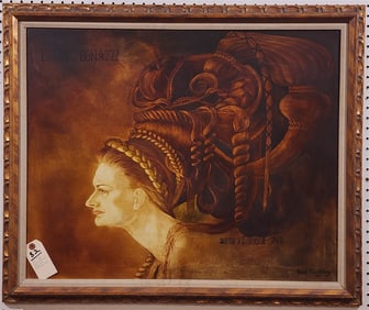 O/C Portrait Elaine Bonazzi Sante Fe Opera 1966 Sgnd Ford Ruthing 54" X 30" w/Frame 28 1/2" X 34
