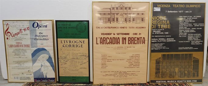 4 Opera Posters Incl.1981 L'Ivrogne Corrige Opera Autographed By Cast Incl. Elaine Bonazzi