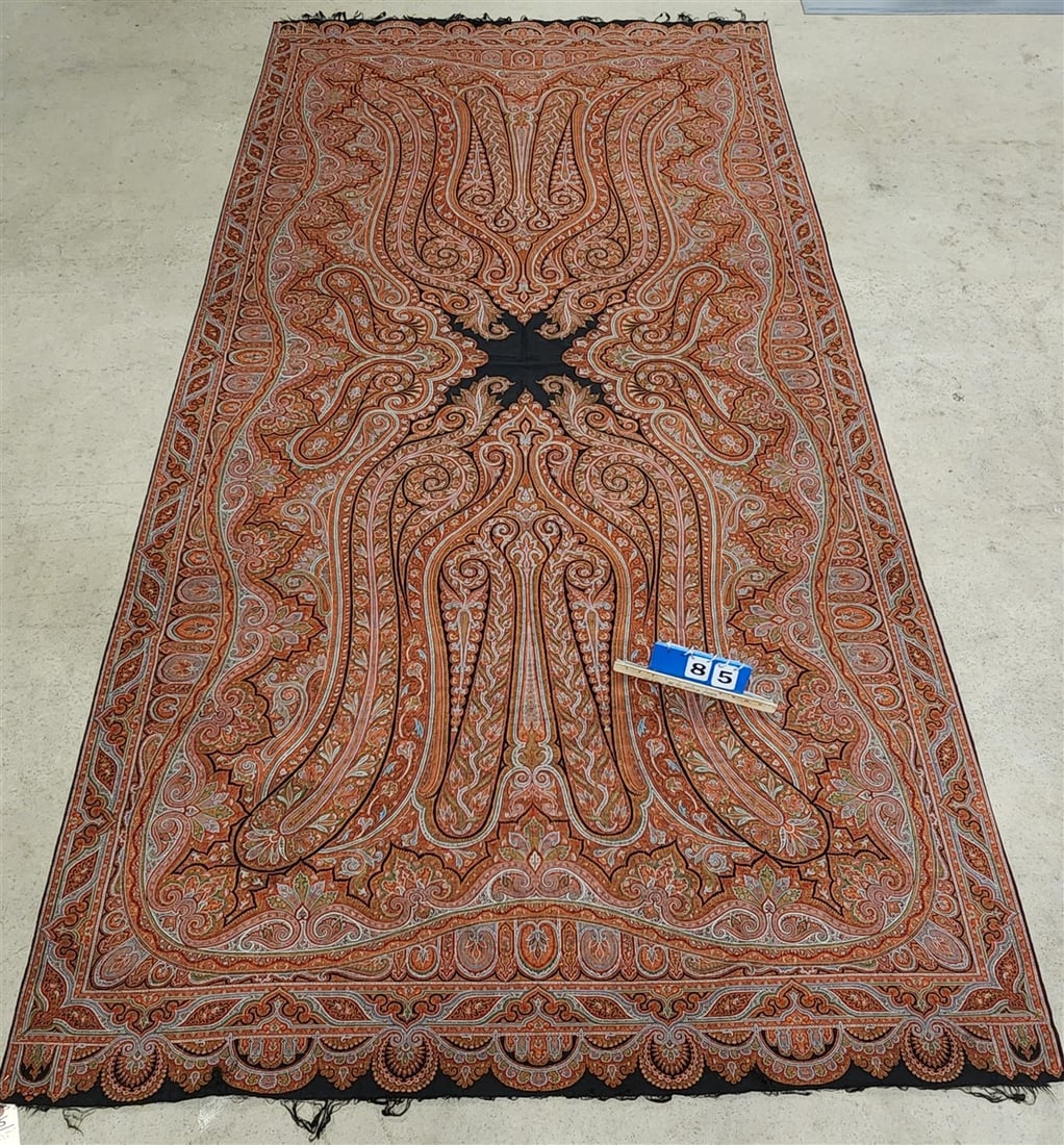 Paisley Shawl 5'3" X 10'4"- 19th Century Hand Made Vintage Shawl (1 of 3)