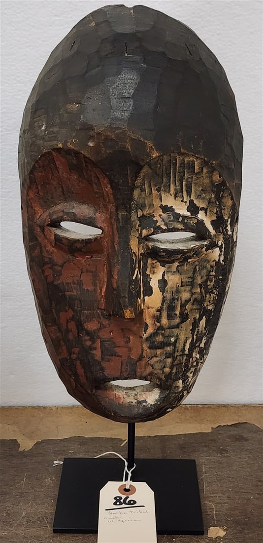 Yoruba Tribal Mask West Africa 13 1/4" H X 6 3/4" W: Yoruba Tribal Mask West Africa 13 1/4" H X 6 3/4" W