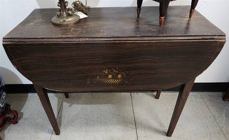 19th C Grain Painted & Stnciled Pembroke Table 29" H X 36" W X 17" D