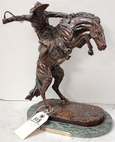 Bronze Bronco Buster After Remmington 13 1/2" H X 10 1/2" W X 6" D