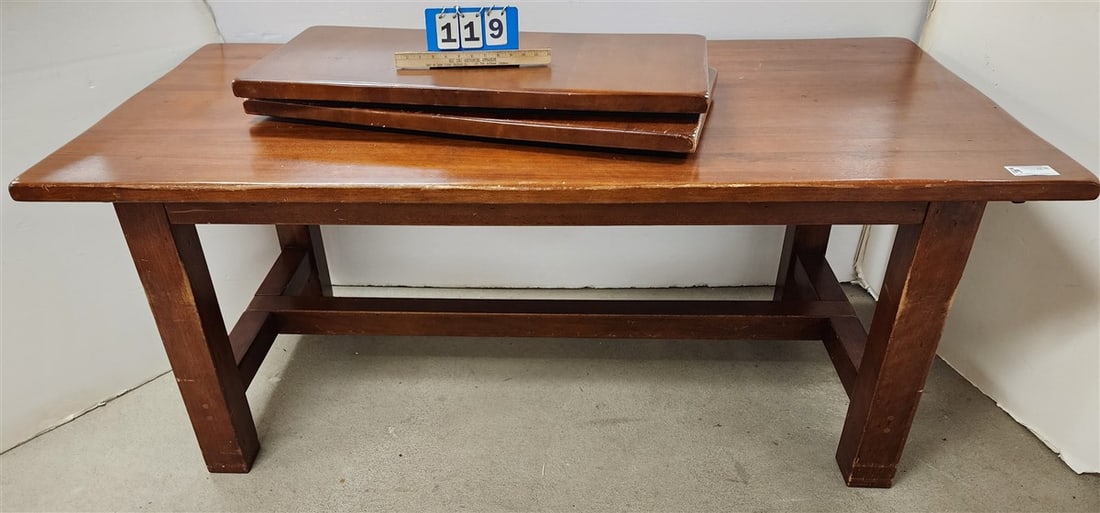 Pine Trestle Table 6' X 3' w/ 2 16" Leaves (1 of 3)