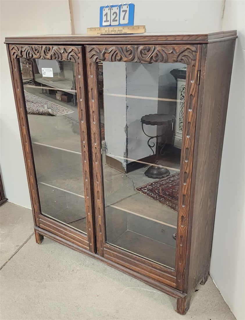 Oak 2 Door Bookcase 4' H X 41" W X 11" D: Oak 2 Door Bookcase 4' H X 41" W X 11" D